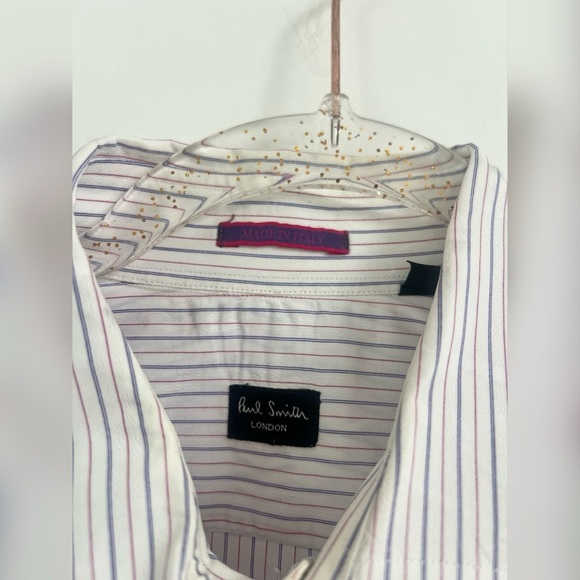 Paul Smith Silk Blend Striped Button Down Shirt Size 16/41 $240 - Picture 2 of 3